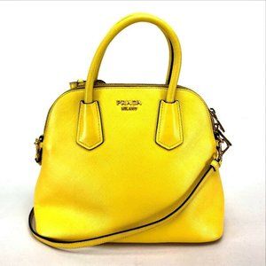 Prada Shoulder Bag 1Bd159 Leather Shoulders Yellow Direct